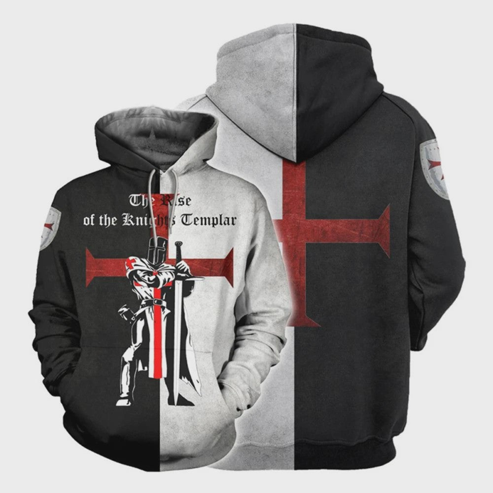 Herkomst Tempelier Pantser Hoodie - Middeleeuwse Stijl 3D Print Pullover voor Heren