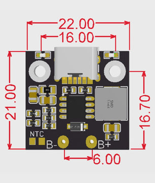 USB-C Lithium Batterij Laadmodule met Bescherming en Indicator
