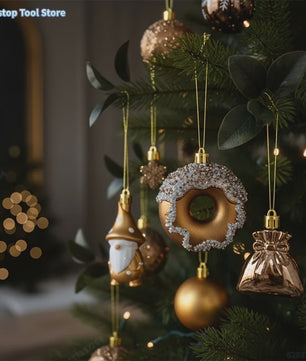 Luxe Kerstballen Set (60 Stuks) met Donut, Gnome & Sneeuwvlok Ornamenten - Goudkleurig