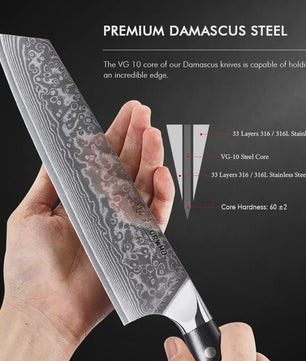 TURWHO 8.5-inch Kiritsuke Koksmes - 67 Lagen Damascus Staal