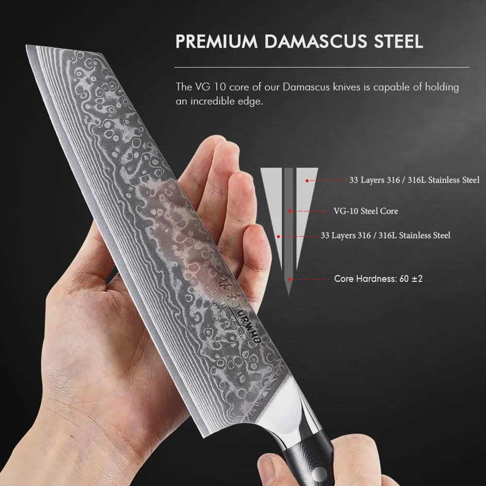 TURWHO 8.5-inch Kiritsuke Koksmes - 67 Lagen Damascus Staal