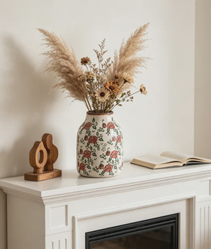 Handgemaakte Keramische Vaas met Vintage Chinese Bloemenprint - Decoratief Porselein