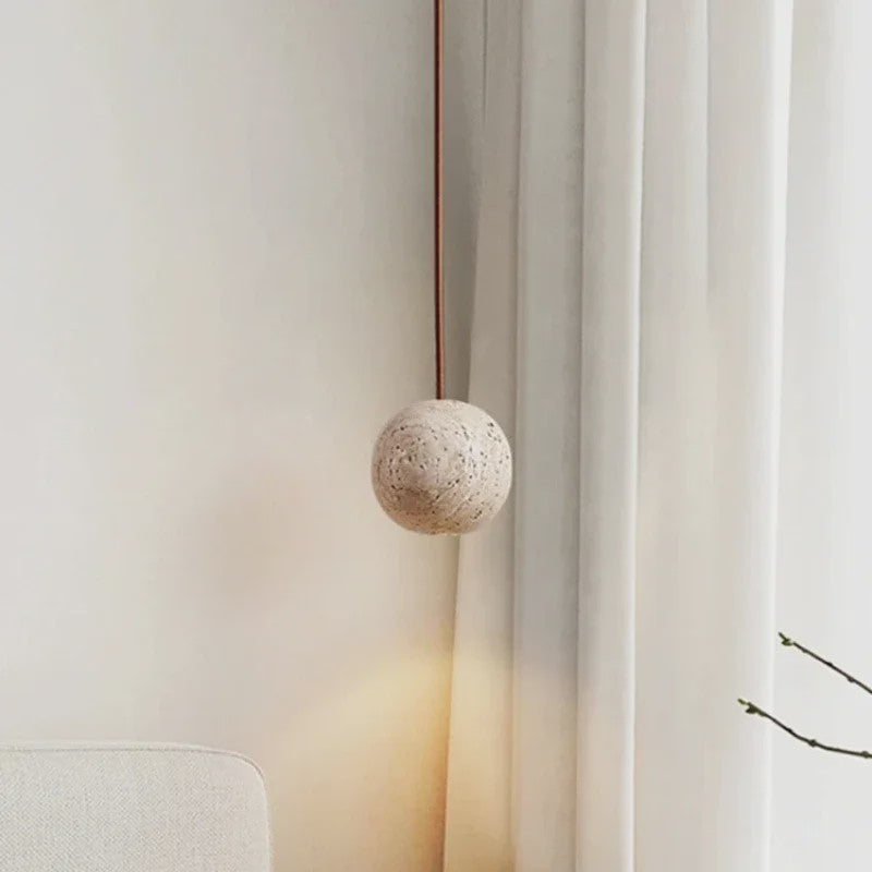 SediaXL LED Hanglamp Travertin Geel Rond - Scandinavisch Design voor Slaapkamer & Nachtkastje