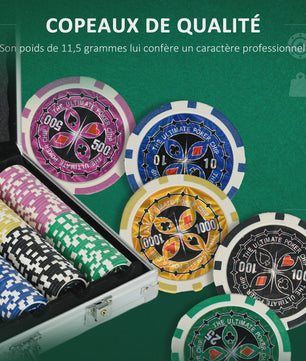 Complete Poker Koffer Set met Chips, Kaarten, Dobbelstenen en Speelmat