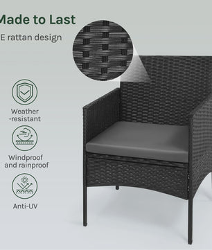 Luxe Rotan Tuinmeubelset: 2 Fauteuils, 1 Bank & Salontafel - Weerbestendig voor Balkon & Tuin