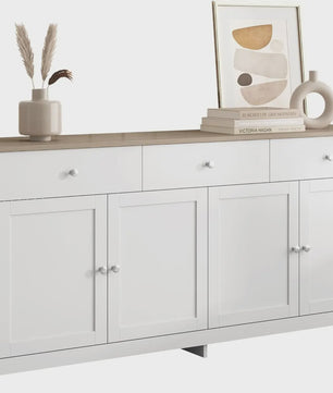 Ruime Buffetkast met 4 Deuren en 3 Lades - Cottage Stijl - 160cm Breed