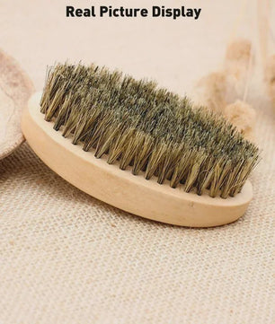 Professionele Baardborstel en Kam Set met Gift Bag - Zacht Varkenshaar & Hout