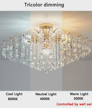Luxe Kristallen Plafondlamp met LED - Sfeervolle Hanglamp voor Woonkamer