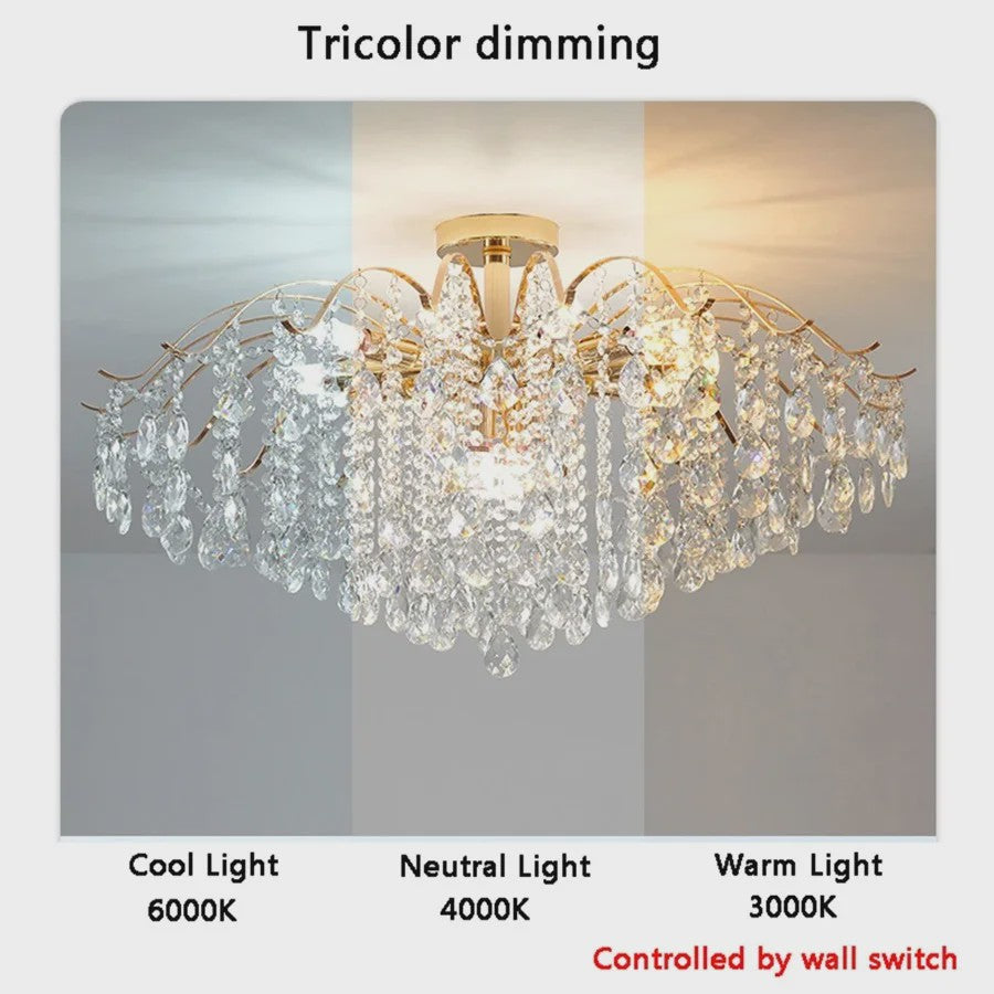 Luxe Kristallen Plafondlamp met LED - Sfeervolle Hanglamp voor Woonkamer