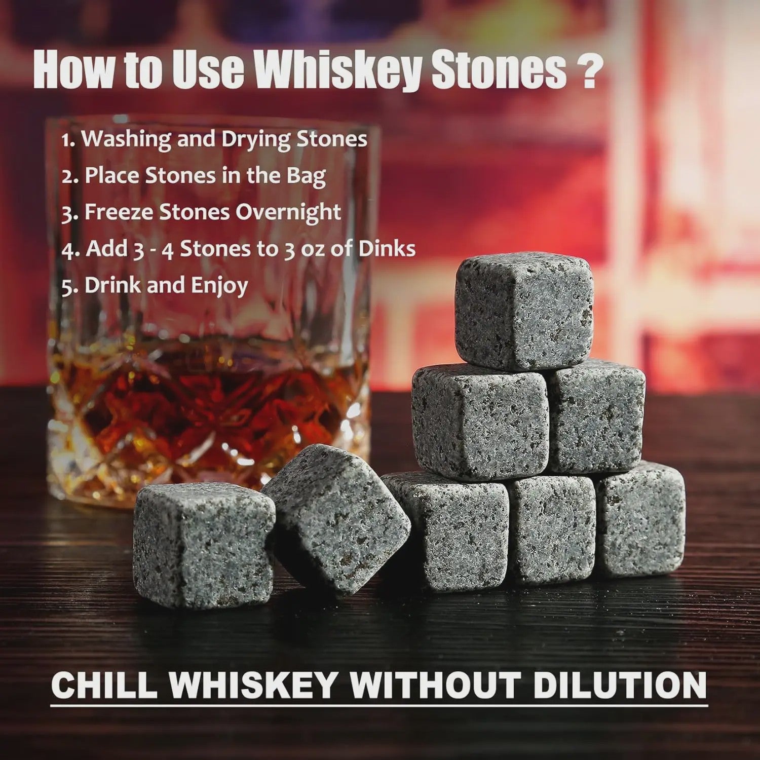 Luxe Whiskey Set met Glazen en Granieten Stenen - Houten Cadeaubox