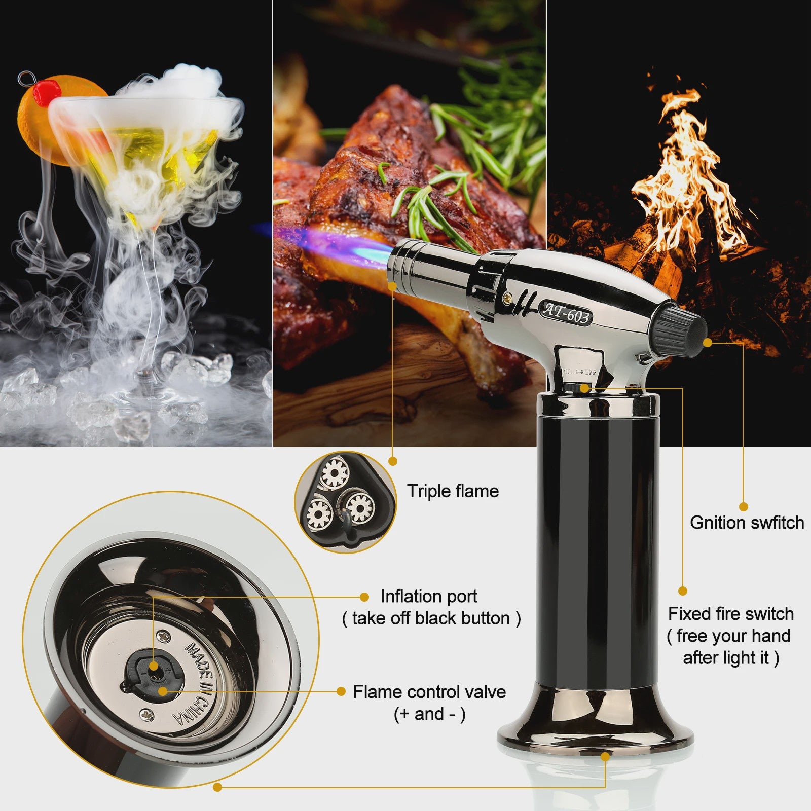 Cocktail Smoker Kit: Rook Aroma met Brandertje, Houtchips & Whiskey Stenen