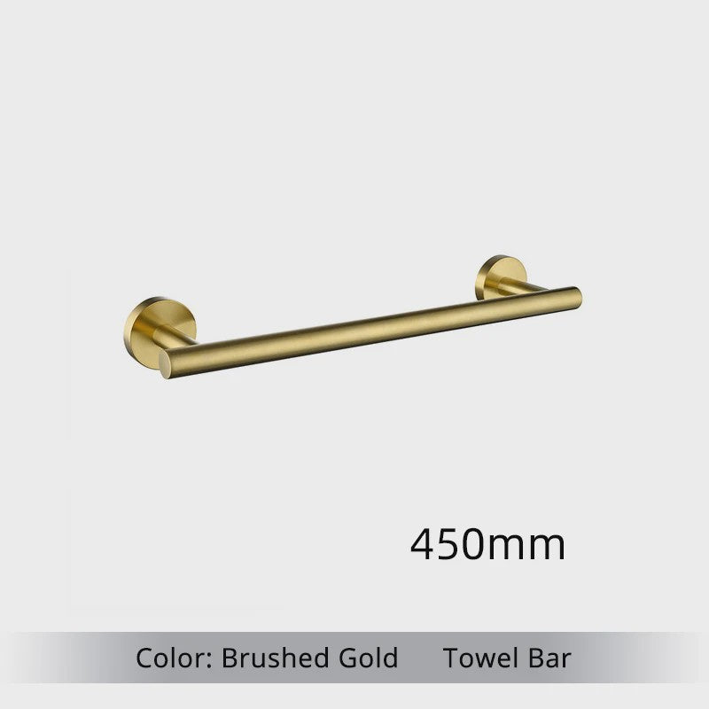 Luxe Badkamer Accessoires Set - Handdoekhouder, Toiletrolhouder & Kapstokhaak - Geborsteld Goud/Zwart