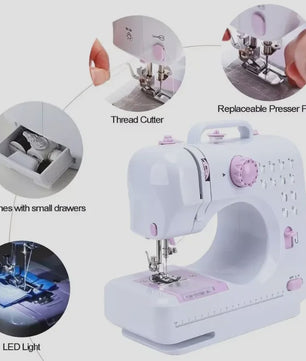 Compacte Elektrische Naaimachine: 12 Steken, Voetpedaal, LED-licht - Ideaal voor Beginners & Kinderen
