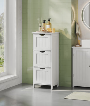 Smal Wit Toiletkastje met 3 Lades - Vrijstaande Badkamer- en Keukenorganizer 32x81x30cm