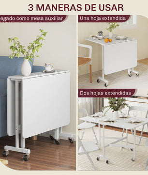 Homcom Klaptafel Eettafel voor 4-6 Personen met Wielen 120x80x73 cm