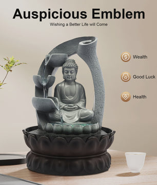 Zen Boeddha Tafelwaterpartij met Fontein - Meditatieve Decoratie voor Huis & Kantoor