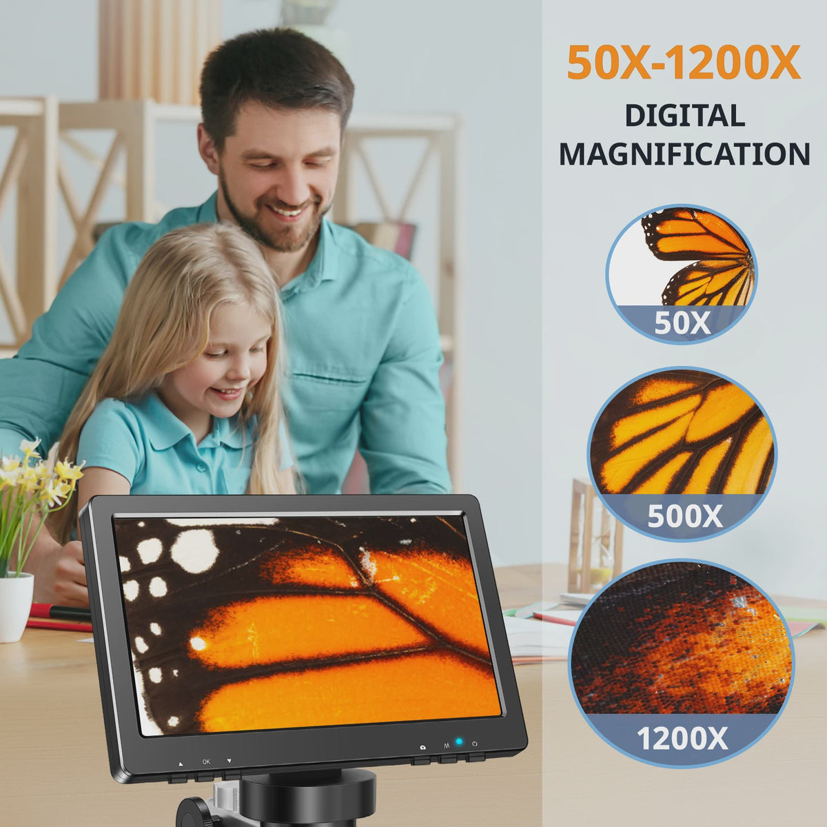 Hayve 7" HD Digitale Microscoop 1200x Zoom met 12MP Camera voor Reparatie & Hobby