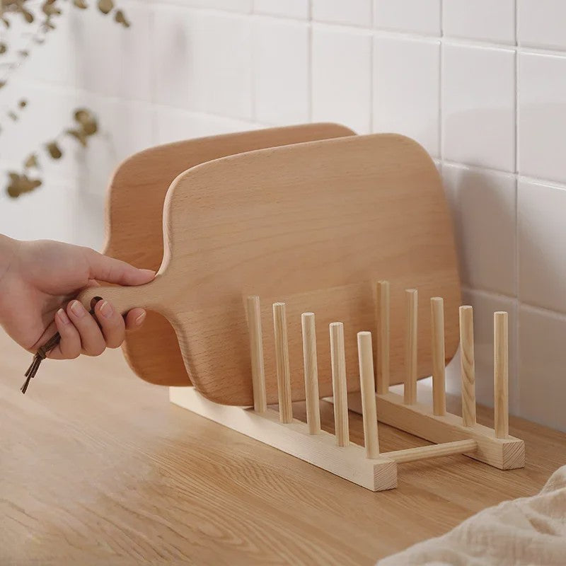 Praktische Bamboe Bordenhouder & Afdruiprek - Houten Keuken Organizer