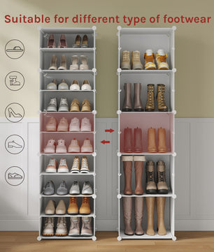 WOLTU Schoenenkast met 10 Vakken - Ruime Opbergkast voor 40 Paar Schoenen (94x180x36.5cm)