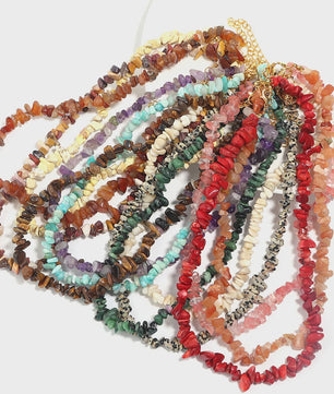 Unieke Natuursteen Choker Ketting - Onregelmatige Kristal & Aquamarijn Chips
