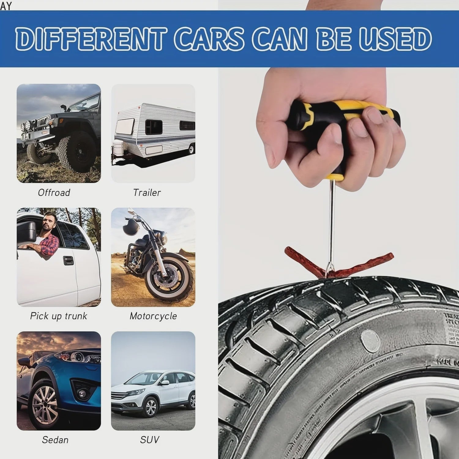 Noodbandreparatieset - Heavy-Duty Lijm & Rubberstrips voor Auto, Truck, Camper