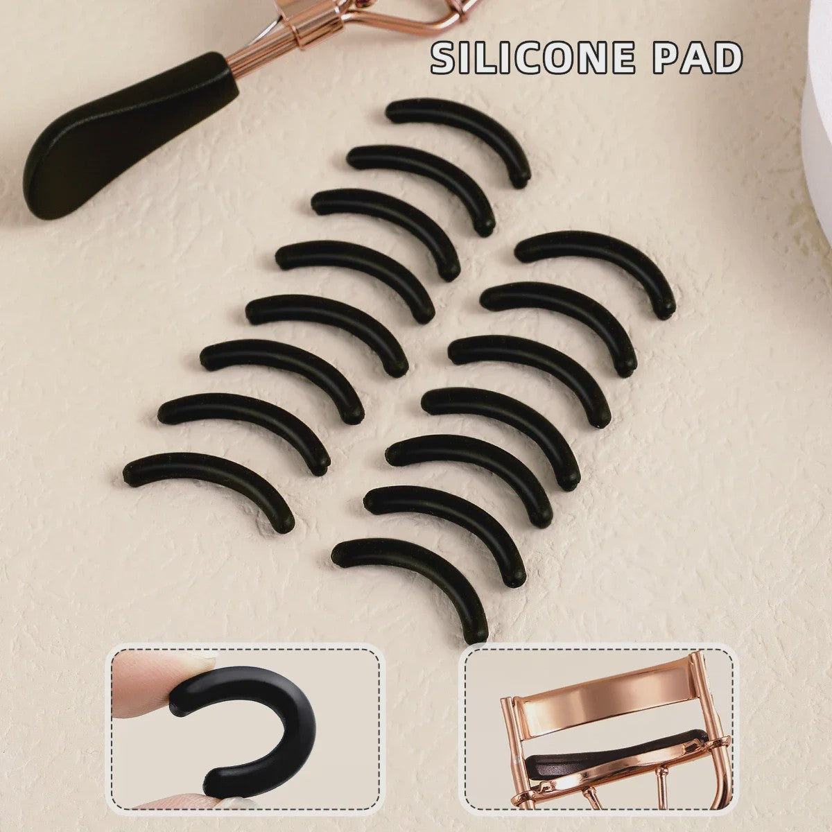 Professionele Wimperkruller RVS met 15 Siliconen Pads - Draagbaar & Ideaal voor Wimper Extensions