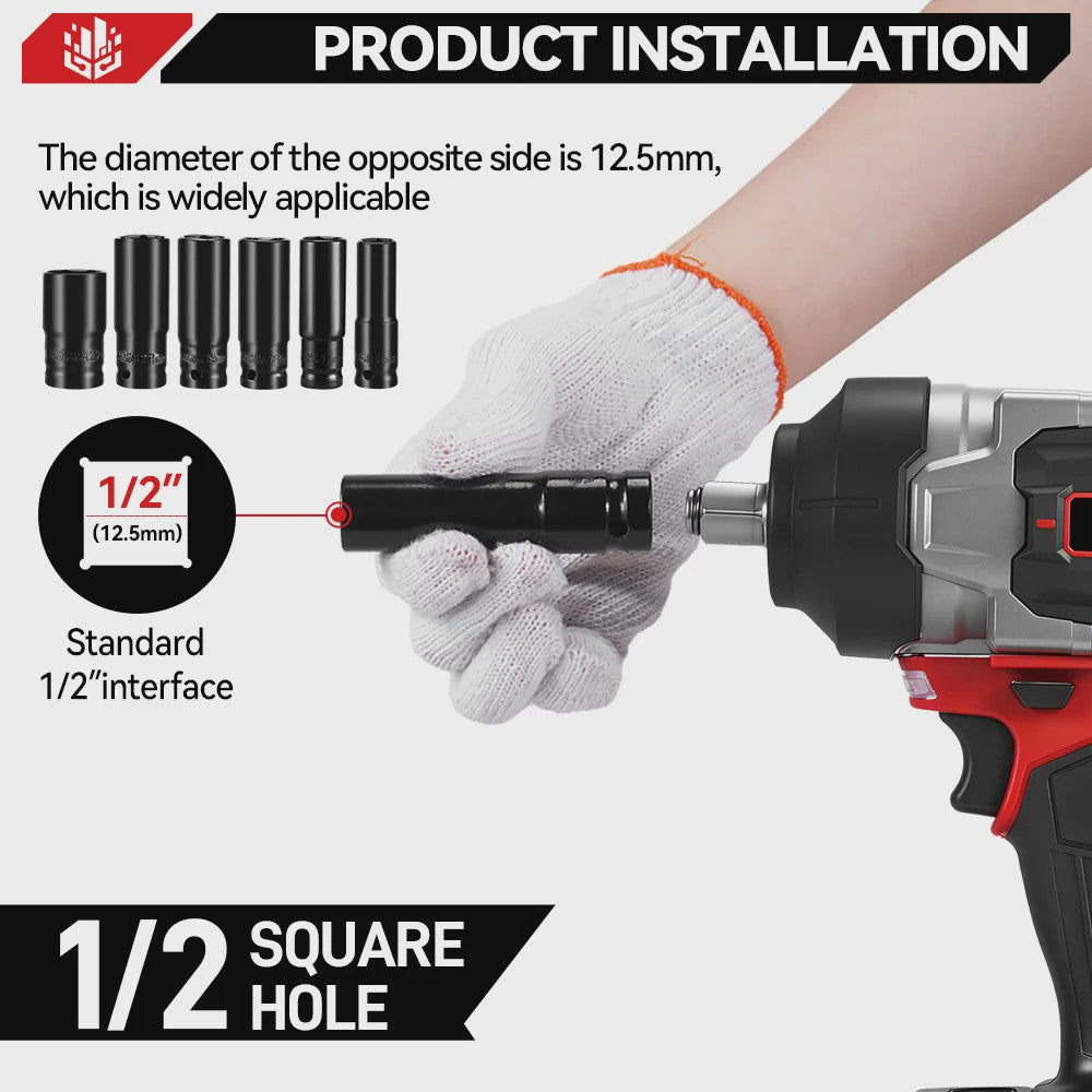 ONEVAN Brushless Elektrische Slagschroevendraaier 2800W - 2800 Nm, 1/2 Inch, Makita 18V Compatibel