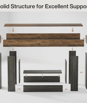 Lange Console Tafel 63 Inch - Farmhouse Entree Tafel met U-Vormige Basis en Onderste Plank