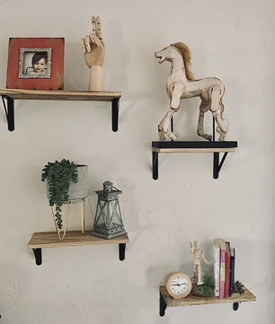 Houten Drijvende Wandplanken Set - Stijlvolle Opbergoplossingen voor Woonkamer, Keuken & Badkamer