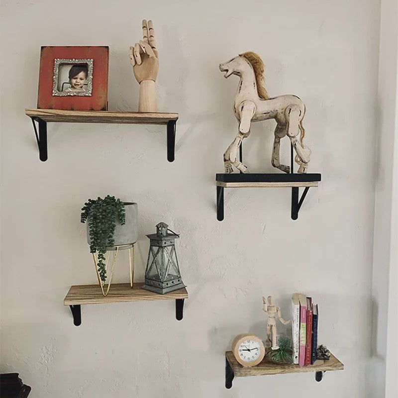 Houten Drijvende Wandplanken Set - Stijlvolle Opbergoplossingen voor Woonkamer, Keuken & Badkamer