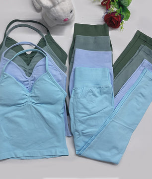 Dames Sportset: Backless Tanktop & Scrunch Seamless Legging