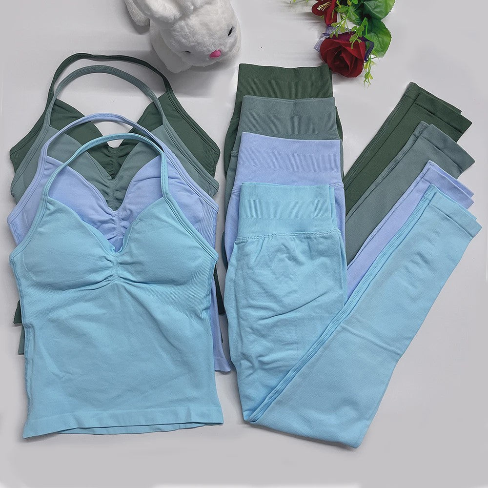 Dames Sportset: Backless Tanktop & Scrunch Seamless Legging