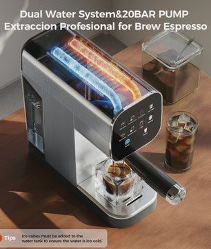 Patbrela Semi-Automatische Espressomachine 20Bar met Dubbel Watersysteem & 4-in-1 Portafilter
