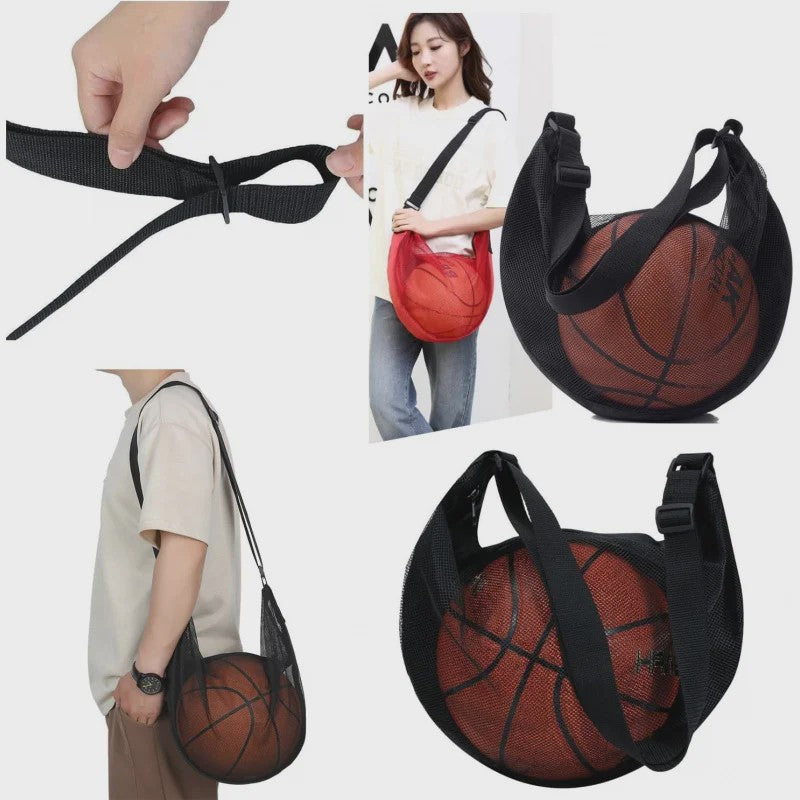 Sportbal Tas Mesh - Crossbody Balhouder voor Basketbal, Voetbal, Volleybal