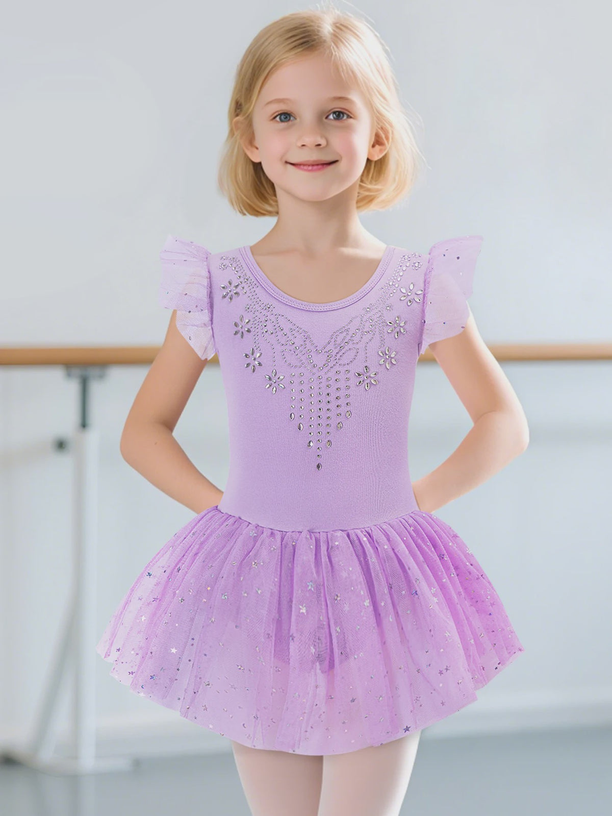 Meisjes Balletpakje met Glitter Tutu Rok & Strass Versiering - Dans & Gymnastiek