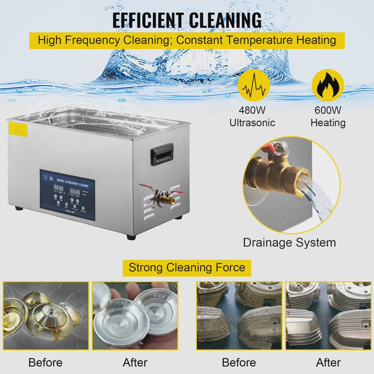 22L Digitale Ultrasone Reiniger met Verwarming en Dubbele Frequentie (28/40kHz)