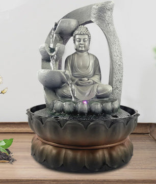 Zen Boeddha Waterval Tafeldecoratie met LED Verlichting