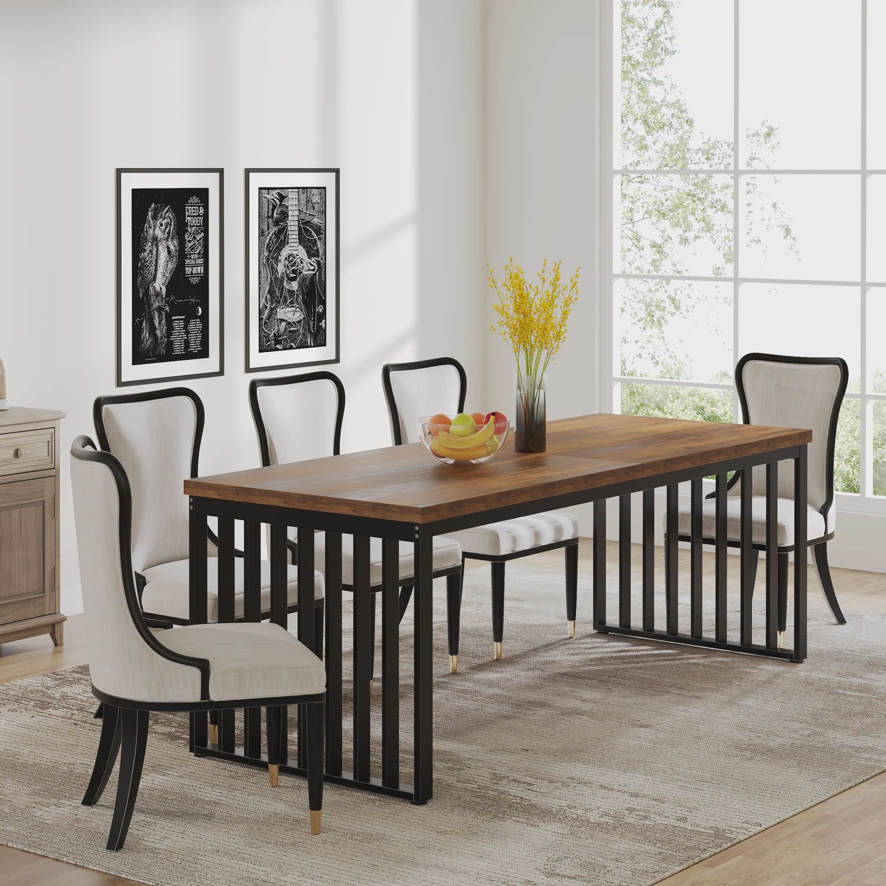 Industriële Eettafel 180 cm - Hout & Metaal - Geschikt voor 4-6 Personen