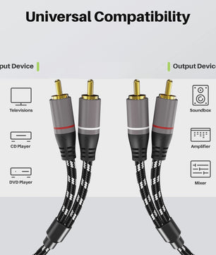 HIFI RCA Audiokabel 2RCA naar RCA - Stereo Audio Verbinding voor Home Theater, TV, Versterker