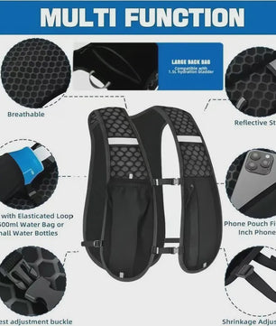 Hydratatie Vest voor Mannen & Vrouwen - Lichtgewicht Ademend Hardloop & Wandelrugzak