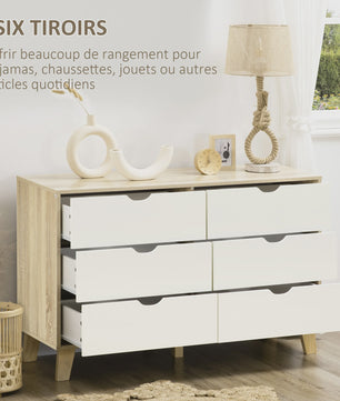 Scandinavische Ladekast met 6 Laden - Stijlvolle Opbergunit voor Slaapkamer en Woonkamer