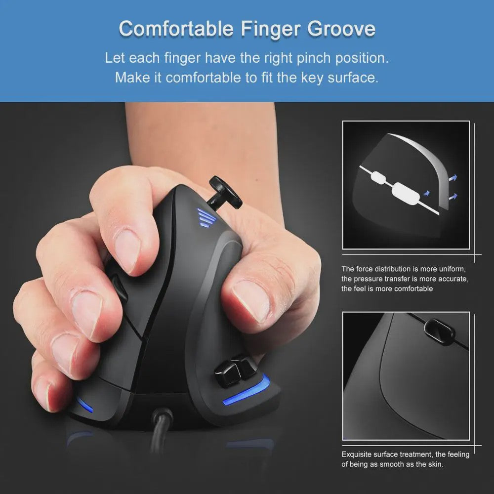 ZELOTES C18 Verticale Ergonomische Gaming Muis - 10000 DPI, RGB, Programmeerbaar