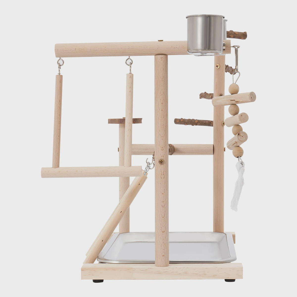 Houten Vogel Speeltoren met Ladder, Schommel en Voerbakjes