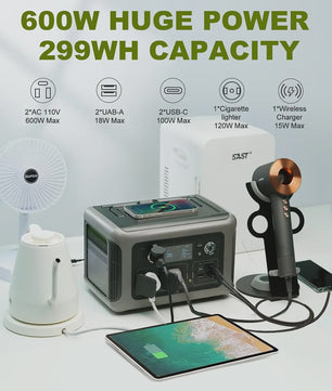 ALLPOWERS R600 Powerstation: 299Wh/600W LiFePO4 Accu voor Buiten, Camping & Thuis Backup (Optioneel Zonnepaneel)
