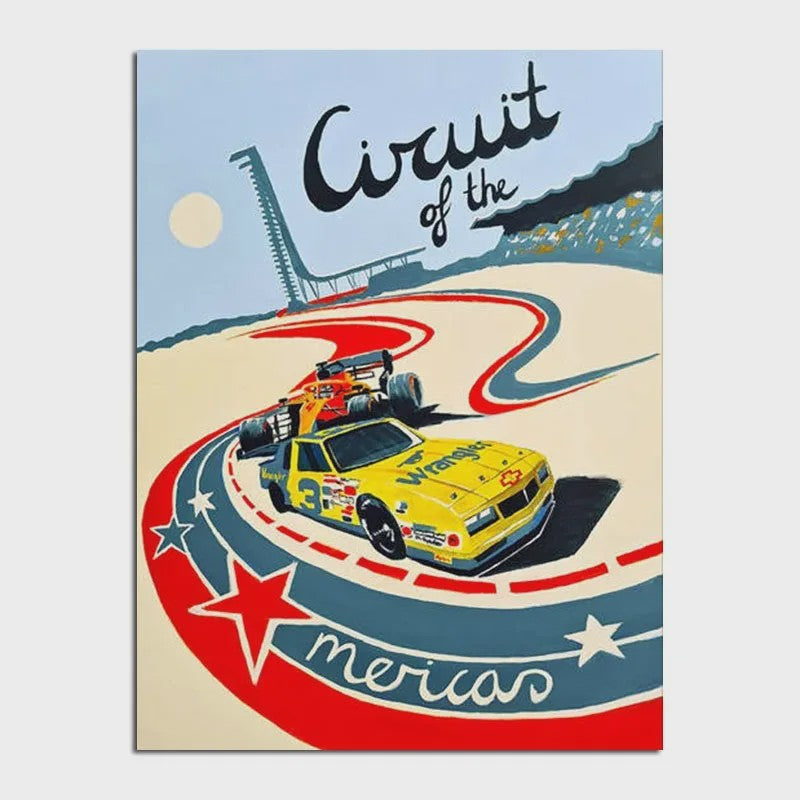 Retro F1 Formule 1 Raceauto Posters - Neon City Canvas Muurkunst