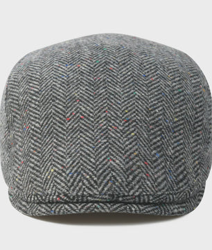 Heren Visgraat Wolmix Flat Cap - Stijlvolle Newsboy & Gatsby Pet voor Winter & Outdoor