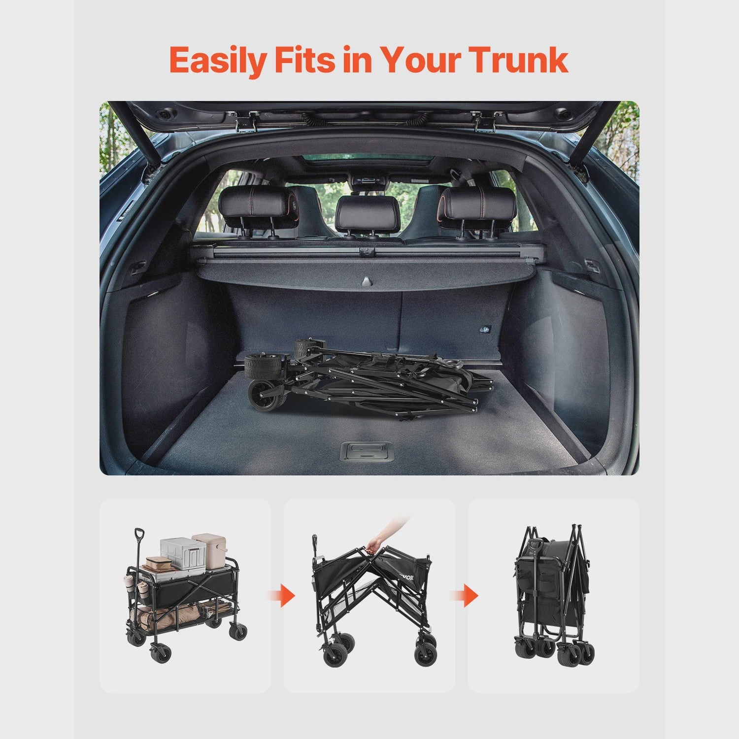 Dubbeldeks inklapbare transportkar - 300L, 450lbs, All-Terrain wielen