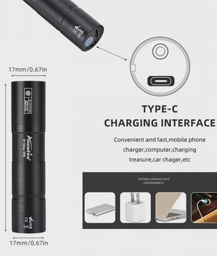 Compacte 365nm UV Zaklamp - USB Oplaadbaar - Multifunctioneel Detectielicht