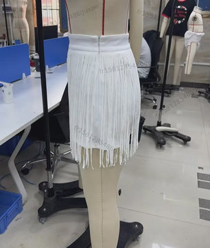 Dames 2-in-1 Fringe Skort: Elastische Hoge Taille Minirok met Shorts en Franjes - Zomerse Cowgirl Stijl voor Feest, Festival & Dagelijks Gebruik