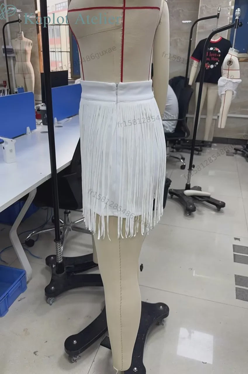 Dames 2-in-1 Fringe Skort: Elastische Hoge Taille Minirok met Shorts en Franjes - Zomerse Cowgirl Stijl voor Feest, Festival & Dagelijks Gebruik
